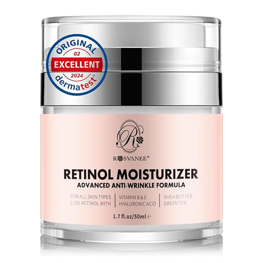 ROSVANEE Retinol Cream Face Moisturizer for Women Men Anti Aging Wrinkle Cream with Retinol, Nacinamide, AH-8 Peptides, Botanical Extracts Facial Eye Cream for Day Night