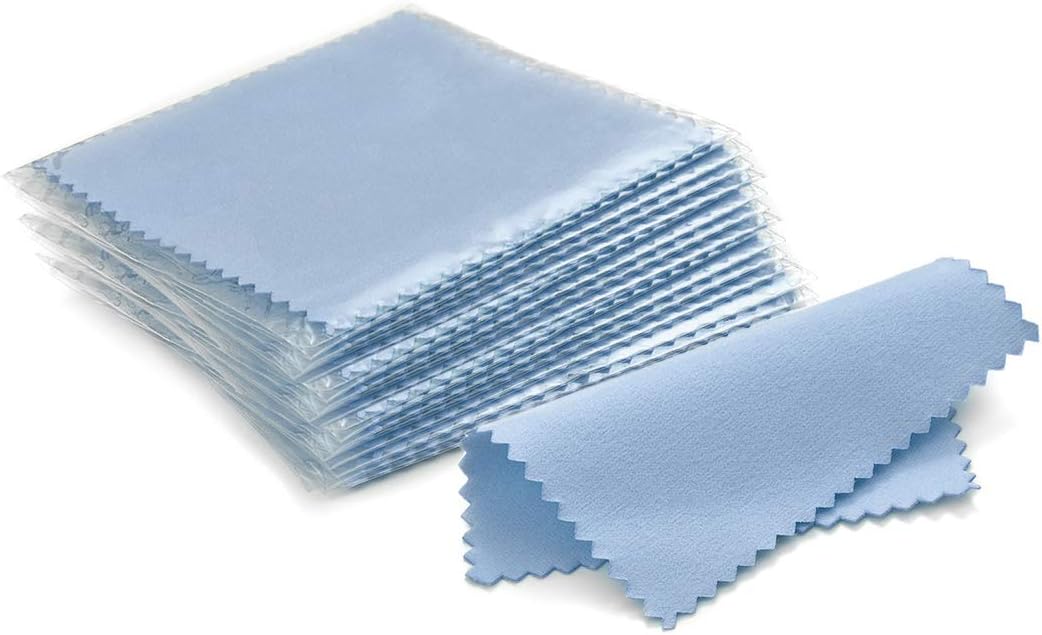 SEVENWELL 50pcs Jewelry Cleaning Cloth Pink Polishing Cloth for Sterling Silver Gold Platinum Small Polish Cloth 8x8cm