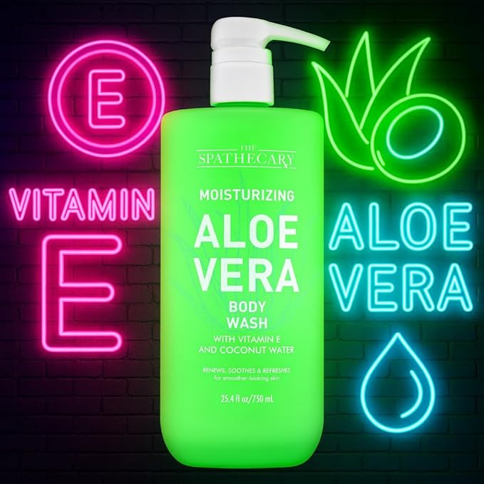 THE SPATHECARY Moisturizing Aloe Vera Body Wash – Hydrating Shower Gel with Natural Ingredients – Soothing for All Skin Types, Sensitive Skin – Paraben-Free, Sulfate-Free, Vegan Formula, 25.4oz