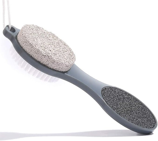 CAREHOOD Foot File Callus Remover - Multi Purpose 4 in 1 Feet Pedicure Tools with Foot Scrubber, Pumice Stone, Foot Rasp and Sand Paper for Home Foot Care (Grey Pedicure Foot File)
