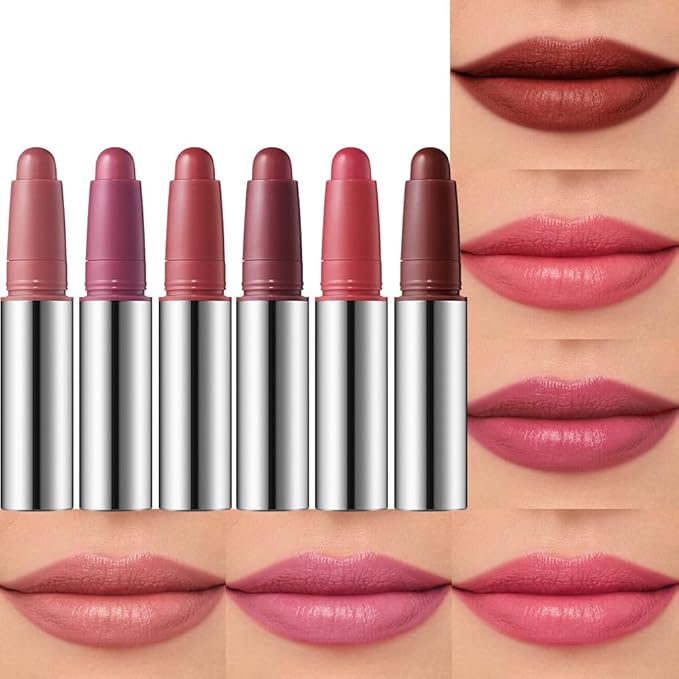 IATMOMOD 6Pcs Long Lasting Matte Lipstick Crayon Set for Women, Waterproof Velvet Lip Liner Pencil, High Pigment Creamy Non-Drying Lip Makeup, Cruelty-free 24H Wear