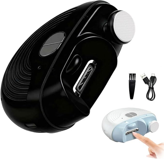 Electric Automatic Nail Clipper, Smart Electric Nail Clipper 3 Speed Settings, 2 in 1 Nail Clipper with Polishing, Manicure Set Multifunctional Nail Trimmer for Baby, Kids, Adults, Seniors (Black)