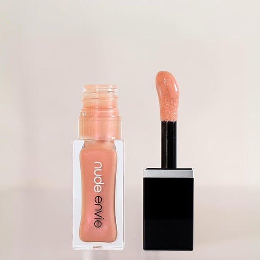 nude envie - Lip Gloss - High-Shine Finish - Moisturizing & Easy Application - Luxury Hydration - Non-Sticky Formula - With Vitamin E & Glycine Soja Oil - Vegan, Paraben-Free & Cruelty-Free - Superb
