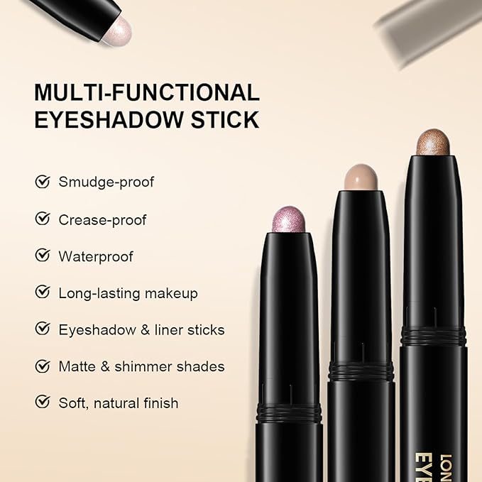 Erinde Waterproof Cream Eyeshadow Stick, Light Sky Blue Matte Eye Shadow Sticks, Cream to Powder Eyeshadow Crayon, Buildable & Blendable Long-Lasting Eye Shadow Stick, Vegan & Cruelty-Free, 10