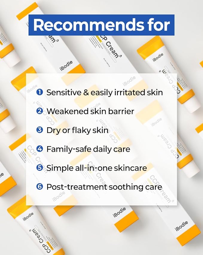 iBodle CCP Cream Korean, Itch Relief & Barrier Repair Moisturizer for Dry, Sensitive Skin, Gentle Formula Safe for Babies and Adults, Fragrance-Free 1.69 fl oz