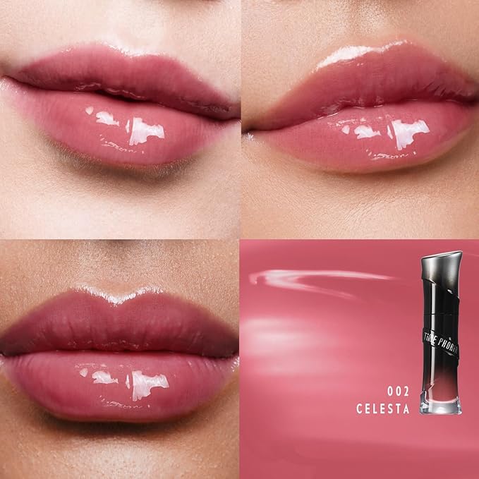 Lunara Frost 3D Lip Gloss, 002 Celesta - Deep Pink, High-Shine Glossy Finish, Juicy Pigment Lip Gloss with 3D Plumping Effect, 24H Hydration with Hyaluronic Acid, Non-Sticky Cushiony Gel