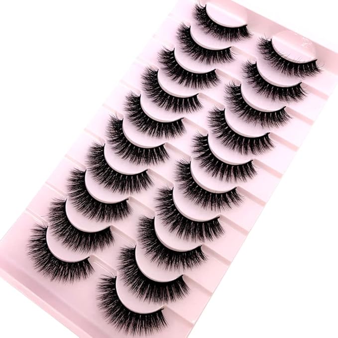 HBZGTLAD Soft Mink Eyelashes 3D Curl Winged End Eye Elongated Fake Lashes Thick Handmade Natural False Eyelash Messy Cross Lash Wholesale (FT-07)