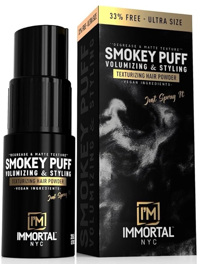 Immortal NYC Smokey Puff Hair Powder – Matte Texturizing & Volumizing Powder for Extra Volume – Vegan, Easy-to-Use, No Residue – 33% Extra Free – Men & Women, All Hair