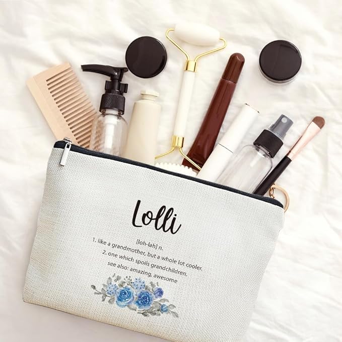 MOTERMATE Lolli Gifts Makeup Bag, Best Lolli Gifts for Christmas from Grandkids Cosmetic Bag for Women, Grandma Gift from Granddaughter Grandson Toiletry Bags Zipper Makeup Pouch