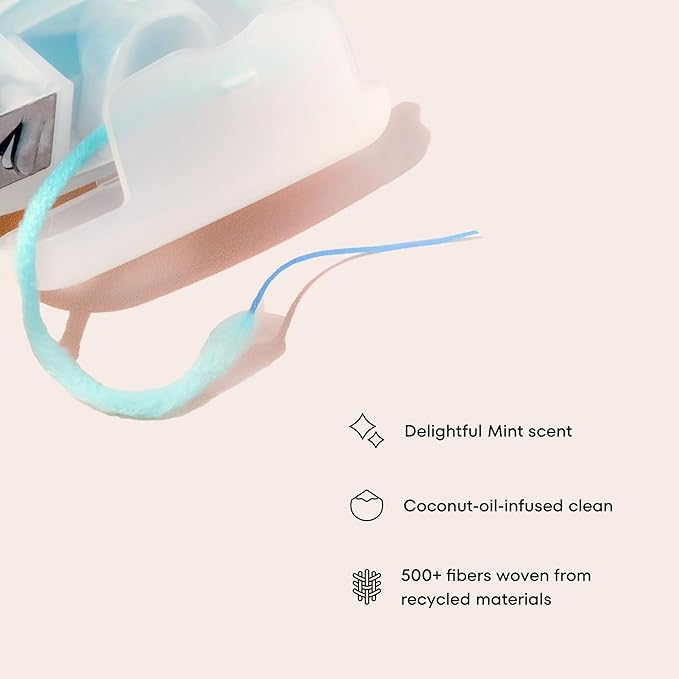 Cocofloss CocoPlush Threaders, Dental Floss for Implants, Bridges, and Braces, Mint, Waxed, Dentist-Designed Oral Care with Coconut Oil, 30 Per Pack