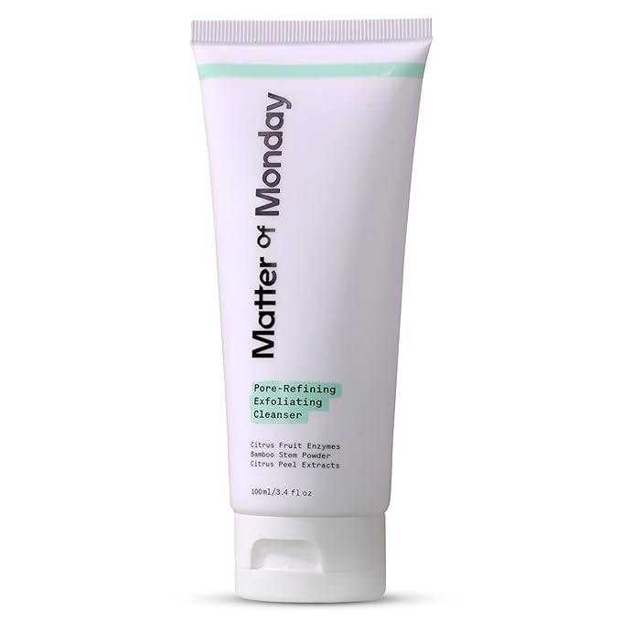 Matter of Monday Pore Minimizing Face Wash - Exfoliating Cleanser with Fruit Enzymes & Bamboo - Daily Facial Cleanser for Oily Acne Prone Skin - Deep Pore Cleanser