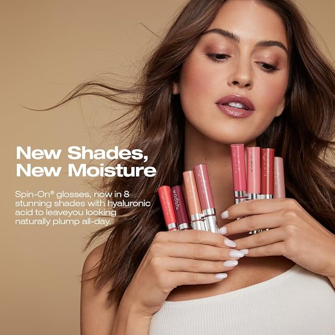 Woosh Beauty, Spin-On Lip Gloss, Hydrating Hyaluronic Acid & Shea Butter, No Fine Lines, Shine Finish, Vegan & Cruelty-Free - Glow