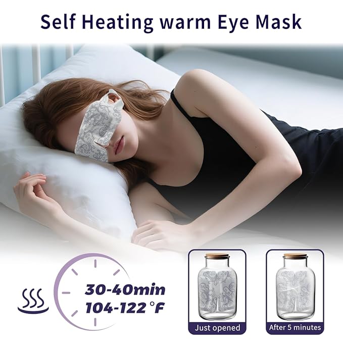 keepitcozi 10 Pack Steam Eye Masks, Heated Eye Disposable Mask for Sleep Dry Eyes Dark Circles Treatment, Home Spa Relaxing Trip Gifts for Women Men