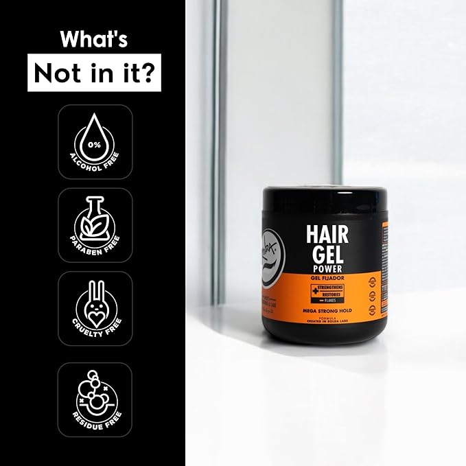 Rolda Power Strong Hold Hair Gel for Men - Styling Gel Formula for Wet Look - High Shine, Strengthening & Hair Loss Control - Alcohol & Residue Free (8.81 oz)