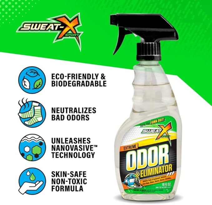 SweatX Extreme Odor Spray - Multipurpose No-Wash Deodorizer - Ideal for Shoes and Gym Clothing - Victory Scent (16 fl oz) - 2 Pack