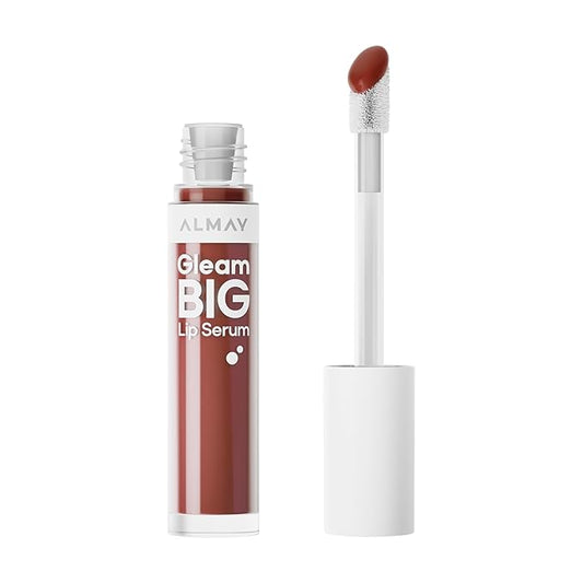 Almay Gleam Big Lip Serum, Hydrating and Moisturizing, Hypoallergenic Lip Gloss, Non-Sticky, 700 La Vida Mocha, 0.13 fl oz