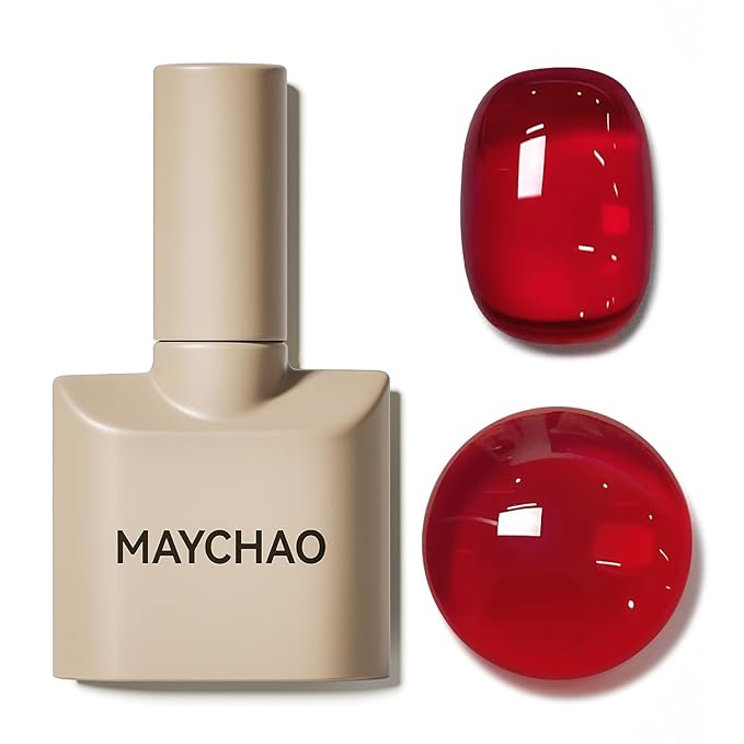 MAYCHAO 15ML Jelly Red Gel Nail Polish 1Pc Sheer Red Gel Polish Soak Off UV LED Transparent Nail Polish Nail Art Starter Manicure Salon DIY at Home, 0.5 OZ