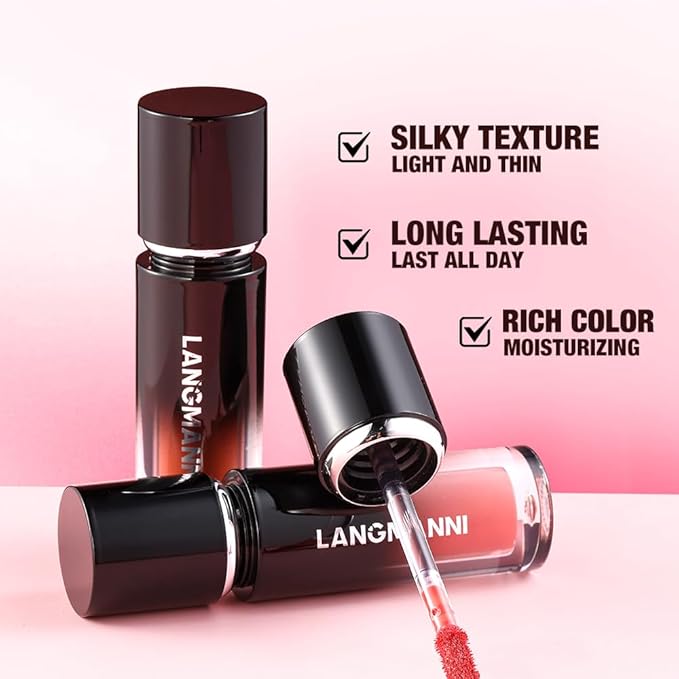 LANGMANNI Lip Oil Tint | Hydrating & Long-Lasting Lip Stain | Moisturizing And High Gloss Makeup,Non-Sticky Lip Stain For Watery And Silky Smooth Lips(#4+5+6)