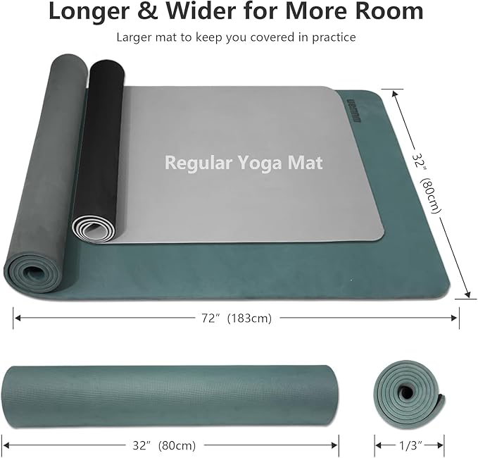 Wide Yoga Mat-80cm Non Slip Extra Thick 1/3'' Fitness Exercise Mat TPE Material High Resiliency Hot Yoga Mats(72“L x 32"W) With Carry Strap for Women Yoga Pilates, Home Floor Workout