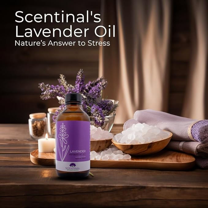 Scentinal Premium Essential Oil - 100% Pure, Natural & Authentic - Extra Large 4oz Bottle (120ml) with Eyedropper - Refreshing Aromatherapy Experience (4 oz / 120ml, Lavender)