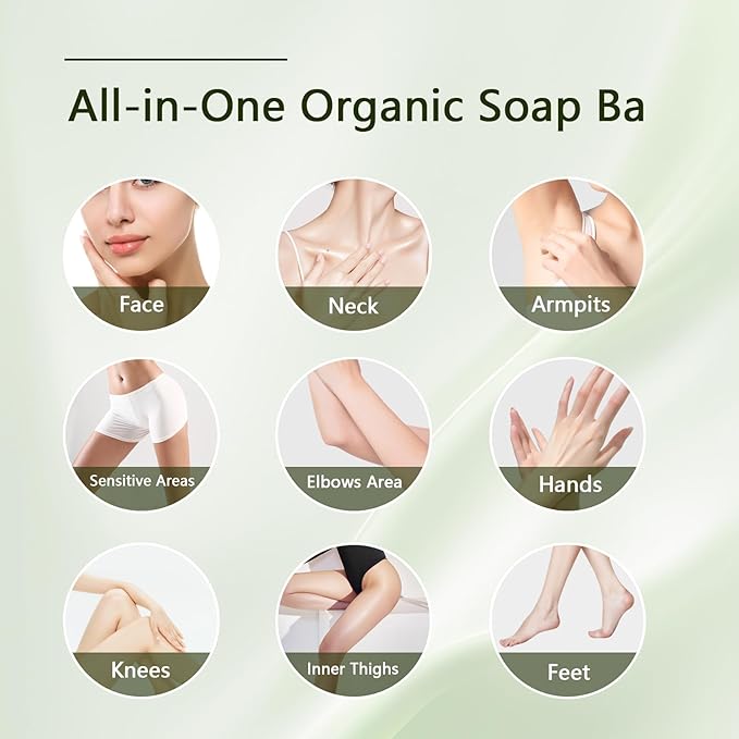 Calzzle 4 Pcs Herbal Soap Bar with Tea Tree Oil, Olive Oil & Organic Shea Butter - Natural Handmade Soap for Women & Men, Gentle Face, Body & Foot Cleanser for Dry, Itchy or Sensitive Skin, 3.53 oz