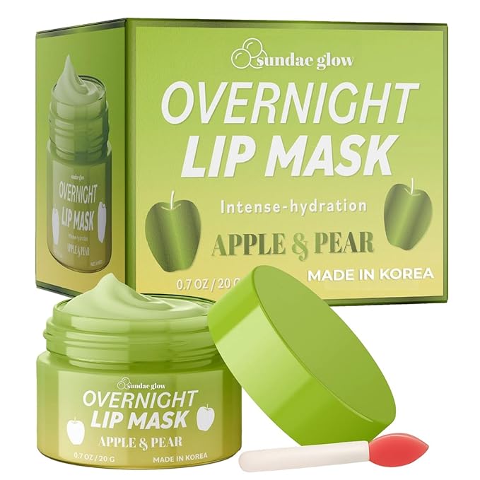 Sundae Glow Apple & Pear Lip Mask Overnight Treatment – Dermatologist Tested, Korean Skin Care – Deep Moisture & Lip Hydration Repair with Shea Butter And Vitamin E – Vegan, Clean Beauty – 1 Pack