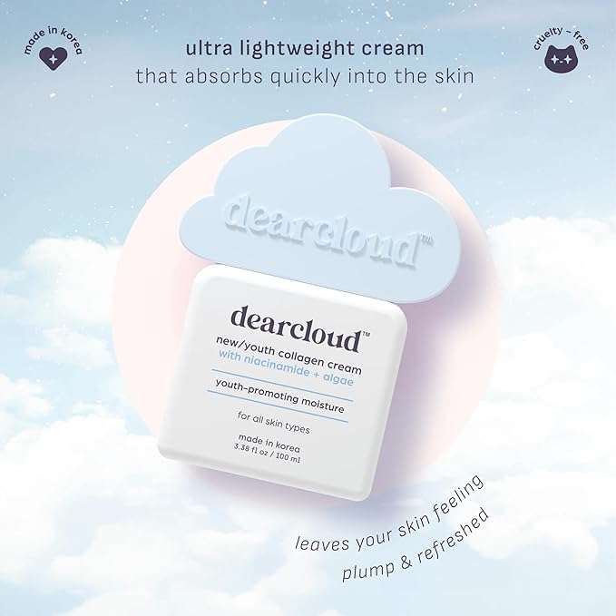 dearcloud New/Youth Collagen Cream Moisturizer – Firming Korean Facial Moisturizer for Radiant Skin (3.38 fl oz)