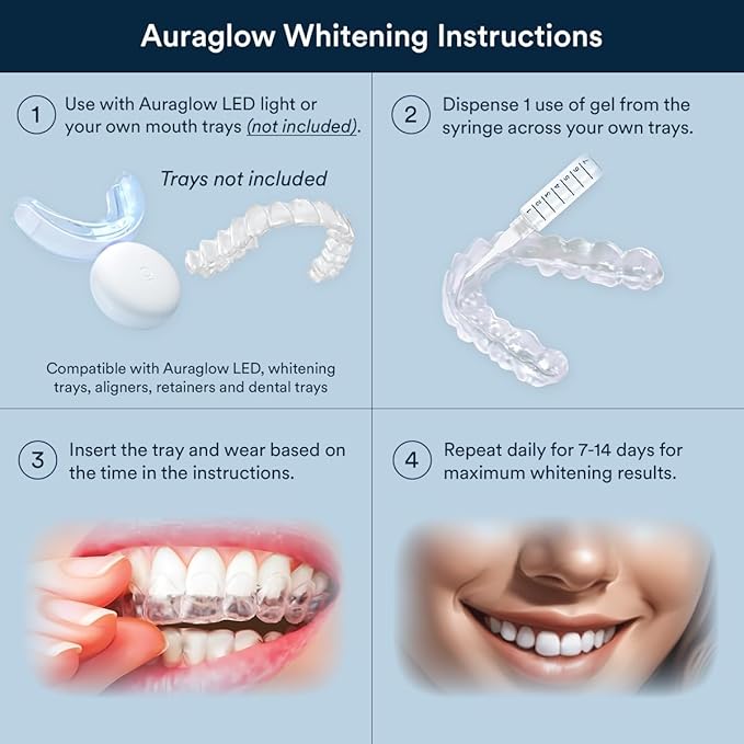 Auraglow Teeth Whitening Kit & 35% Teeth Whitening Gel Refill Pack