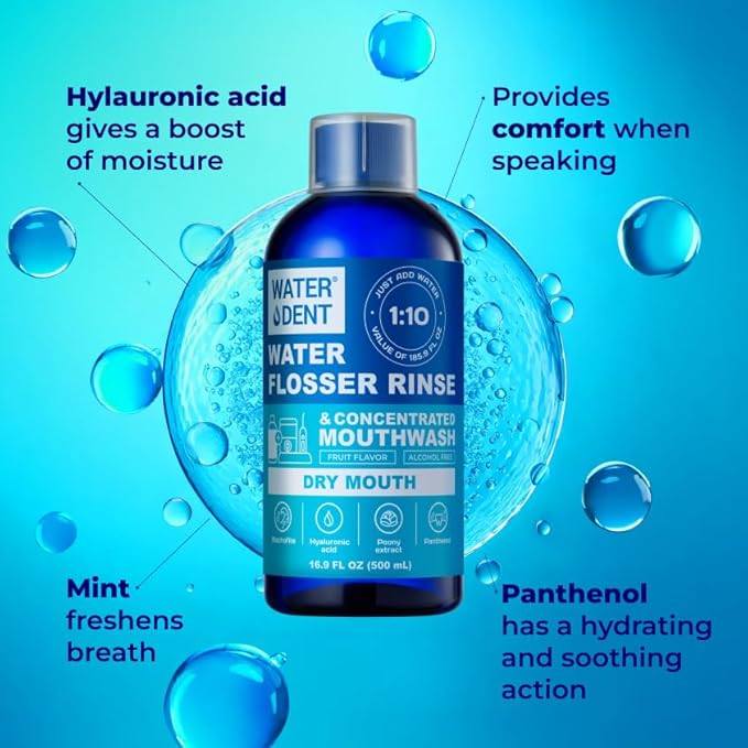 2 Pack Concentrated Water flosser Rinse & Mouthwash Made in USA, Alcohol and Fluoride Free, Mint & Fruit Flavor