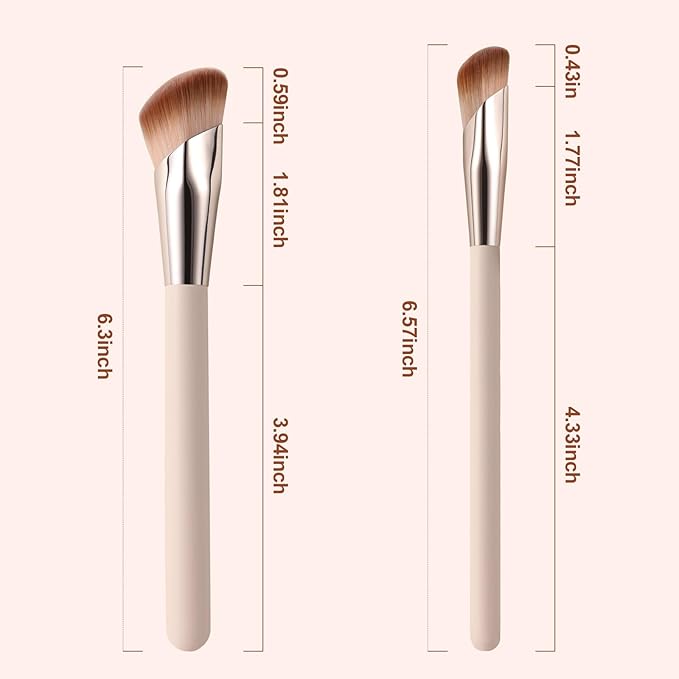 Angled Foundation Brush and Concealer Brush, Makeup Brushes Set for Liquid Foundation, Contour & Concealer, Angled & Blending Brushes to Tap, Blend & Set Flawless Face, Eye, Nose Makeup with Powder