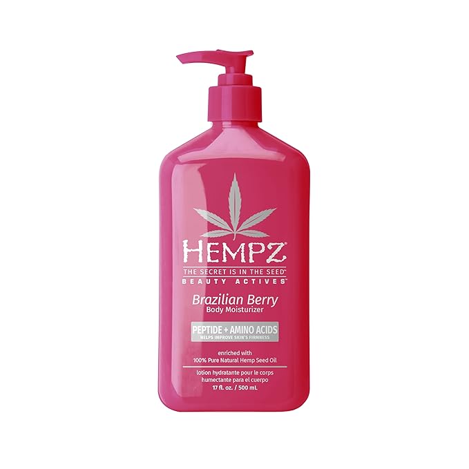 Hempz Brazilian Berry Beauty Actives Lotion with Peptides and Amino Acids, Hydrating and Firming Moisturizer for Body, Hands and Feet 17 oz.