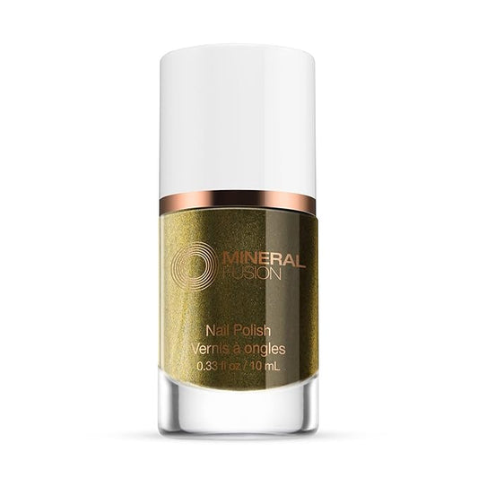 Mineral Fusion Nail Polish, Dark Glitter Gold, Gold Rush 0.33 Fl Oz (Pack of 1)