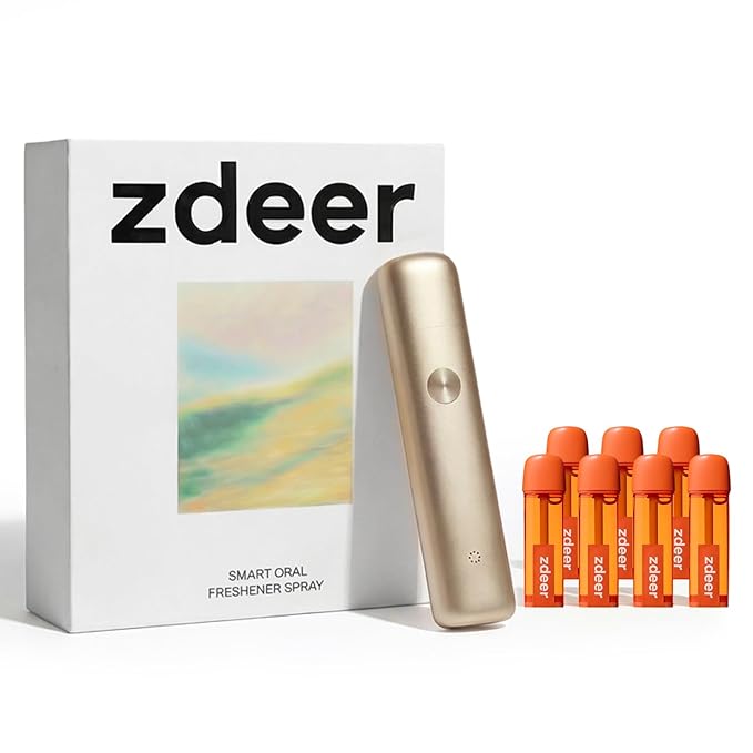 ZDEER Electric Oral Spray - Probiotic Mouth Spray Fresh Breath, Alcohol Free Breath Spray for Bad Breath, Rechargeable, Travel Size, Various Flavors With 7 Flavors Cartridges