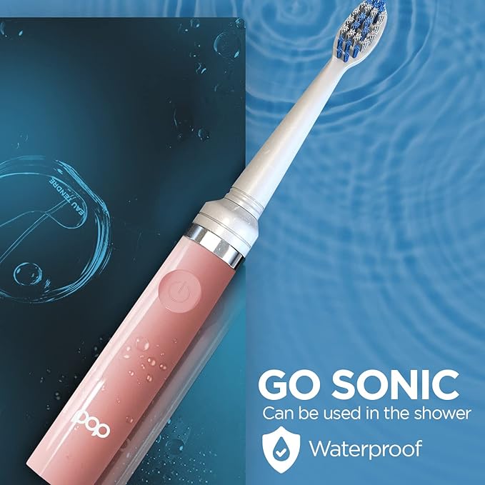 Pop Sonic Electric Toothbrush (Pastel Pink) - Travel Toothbrushes w/AAA Battery | Kids Electric Toothbrushes with 2 Speed & 15,000-30,000 Strokes/Minute, Dupont Nylon Bristles