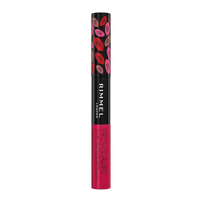 Rimmel London Provocalips 16hr Kiss-Proof Lip Color - Two-Step Liquid Lipstick to Lock in Color and Shine - 420 Berry Seductive, .14 fl.oz.