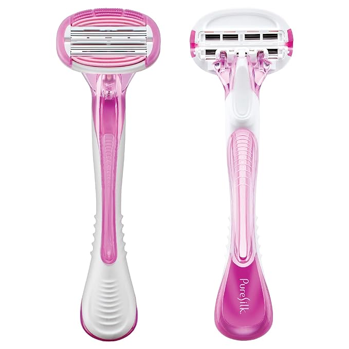 Pure Silk Contour 6 Premium Disposable Razor Value Pack Bundle (3 Packs/9 Total Razors)