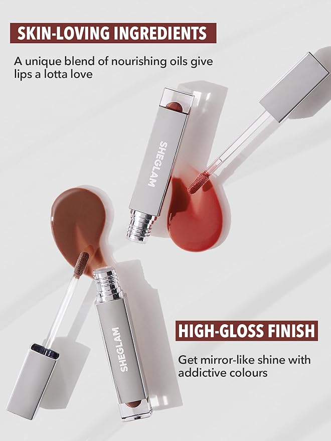 SHEGLAM Glaze Daze Lip Gloss Shiny Tinted Lip Gloss High Gloss Finish Plumping Lip Care Nourishing Not Easy to Fade Liquid Lip Cosmetics-Grape Juice