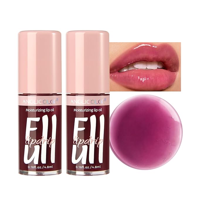 2PC Lip Glow Oil Hydrating 6 Colors, Moisturizing Glow