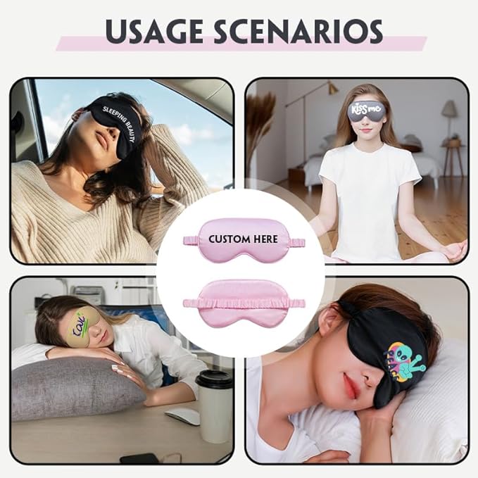 HDSD Custom Soft Silk Sleep Mask with Adjustable Strap for Unpressurised Comfort and Washable Eye Cover for Ultimate Relaxation|Excellent for Sleeping,Sleep Eyeshade for Men and Women