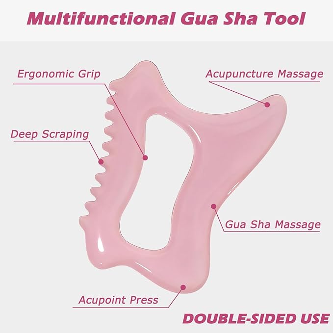 Body Gua Sha Tool for Cellulite Remover Muscle Pain Relief, Lymphatic Drainage Massager for Body Shaping, Muscle Pain Relief Pink