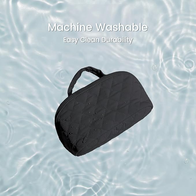Toiletry Bag for Women, Travel Makeup Bag Organizer, Wide Open Lay-Flat Water-Resistant Large Cosmetic Case, Puffy Padded Travel Organizer for Toiletries & Brushes Large Capacity with Compartments