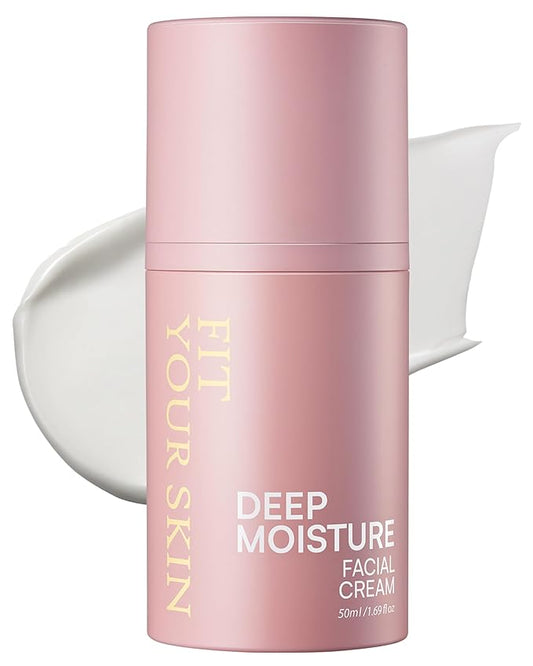 FIT YOUR SKIN Deep Moisture Facial Cream – Ceramide Face Moisturizer for Rough and Dry Skin - Skin Soften & Glow - Skin Irritation Free - Fresh Herb Citrus Scent, 1.69 oz.