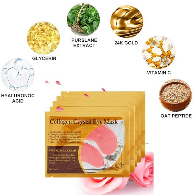 Felico Under Eye Patches, 30PCS Pink Eye Mask, Eye Gel Pads With Collagen Treatment for Reducing Dark Circles, Lighten Wrinkles Anti-Aging Moisturizing, Fine Lines Eye Bags Puffiness Women Men