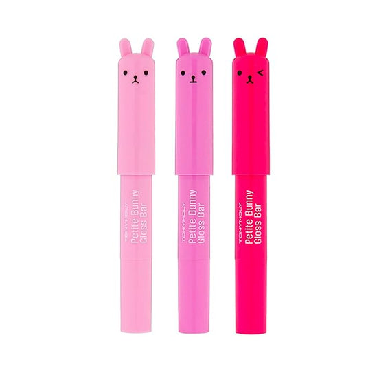 TONYMOLY Petit Bunny Lip Gloss for Women, Long Lasting Lip Crayon, Korean Lips Gloss, Vitamin E Enriched, Soften & Moisturize Lips, 3 pk