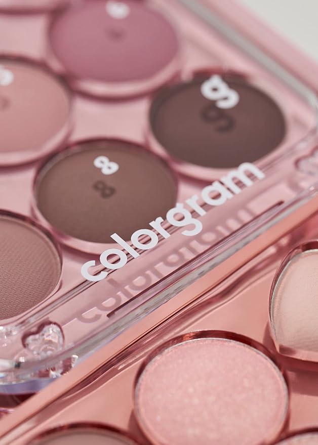 COLORGRAM Pin Point Eyeshadow Palette 02 Pink+Mauve= | Ultra-Blendable Matte, Glitter, Shimmer Shades for Daily Makeup | K-Beauty Eye Palette with Easy-to-Use Calculator Design