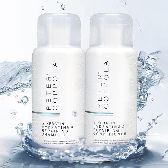 Peter Coppola a-Keratin Hydrating & Repairing Shampoo and Conditioner Duo - Strengthen and Repair Damaged Hair - Nourishes for Soft, Shiny Hair 10 oz