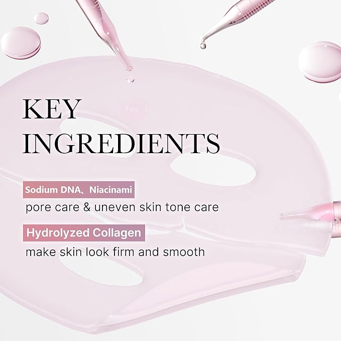 Snoova PDRN Pink Collagen Gel Mask | Overnight Hydrating & Firming Jelly Mask for Glass Glow Skin | Salmon DNA PDRN, Niacinamide & Collagen | Cooling, Brightening Skincare | 28g, 4 Pack