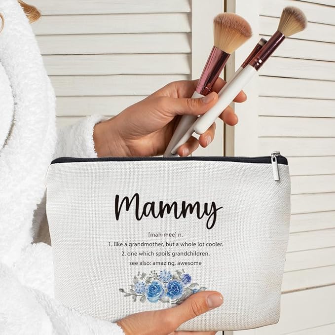 MOTERMATE Mammy Gifts Makeup Bag, Best Mammy Gifts for Christmas from Grandkids Cosmetic Bag for Women, Grandma Gift from Granddaughter Grandson Toiletry Bags Zipper Makeup Pouch