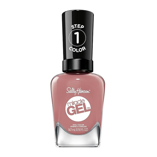 Sally Hansen Miracle Gel Salon Quality Nail Polish | Gel-Like Formula, Two-Step System, No UV Light Needed, Long Lasting | Opaque, Glossy | 252 Rose & Shine | Muave Rose Nail Color