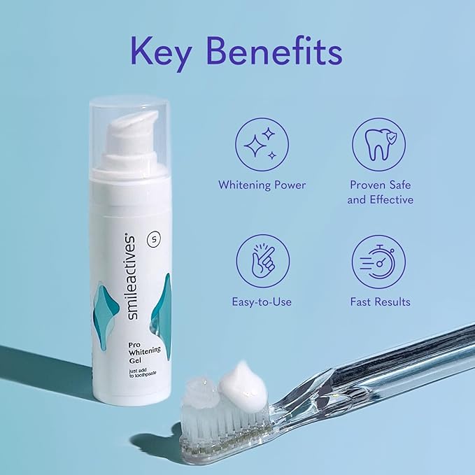 Smileactives Teeth Whitening Gel, Clinical-Grade Hydrogen Peroxide for Long Lasting White Teeth – Simply Add to Toothpaste to Permanently Remove Coffee Stains & More, 2 oz